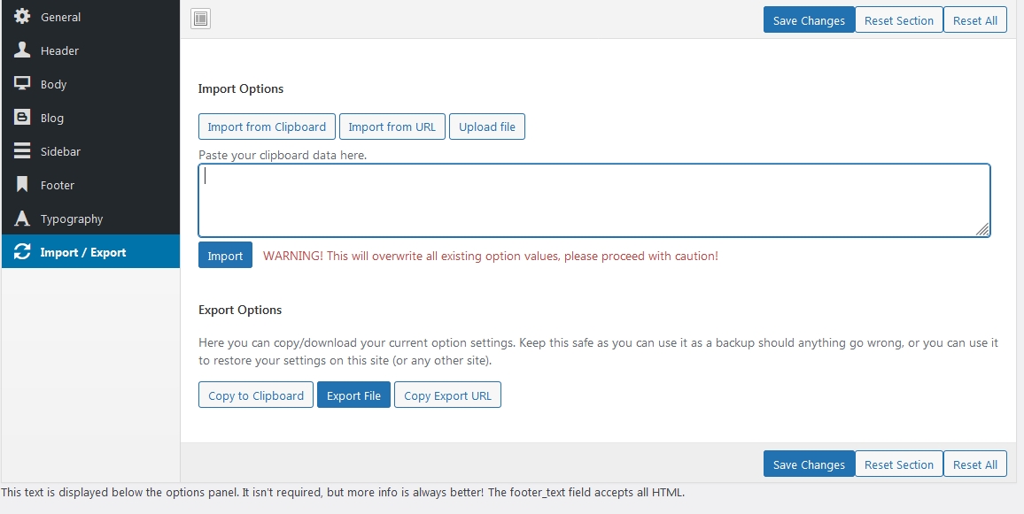 Import/Export Settings